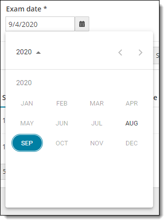 Select the desired month from list.